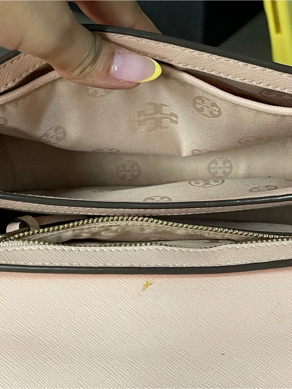 Tory Burch Blush Pink Leather Chain-Strap Crossbody Bag with Gold Hardware